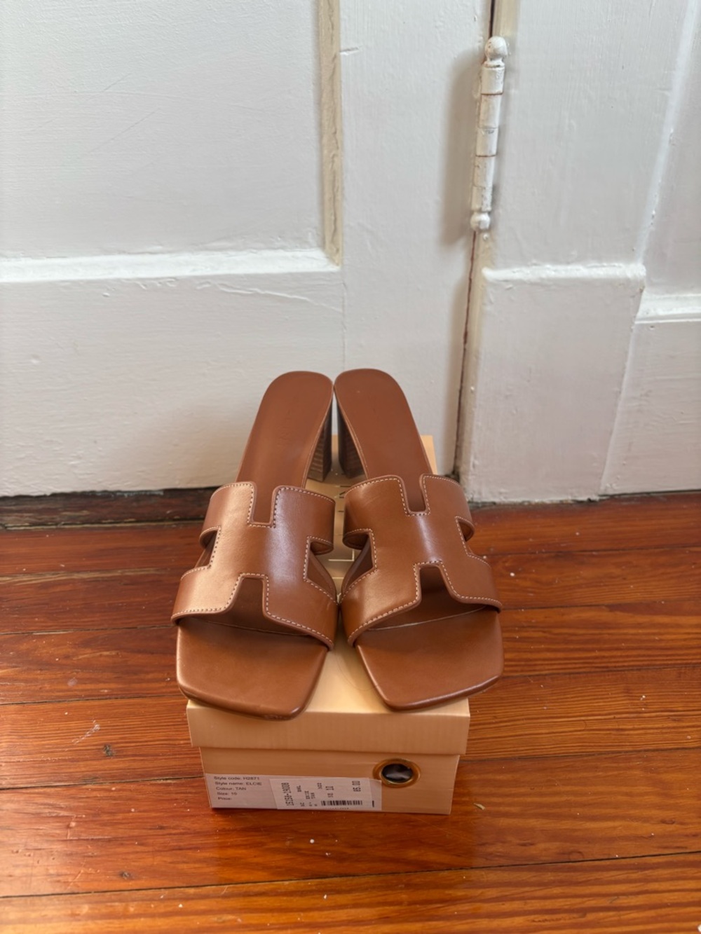 Billini Cognac Brown Leather Slide Sandals